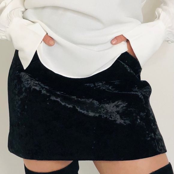 Rachel Roy Velour Mini A-Line Skirt w/ Deep Front Pockets Sz 4 - Picture 3 of 7